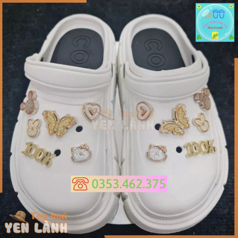 Bươm Vàng Bộ Phụ Kiện Trang Trí Dép Crocs Charm, Jibbitz, Sticker 3D Mẫu Mới Siêu Xinh Trang Trí Dép Sục Cross