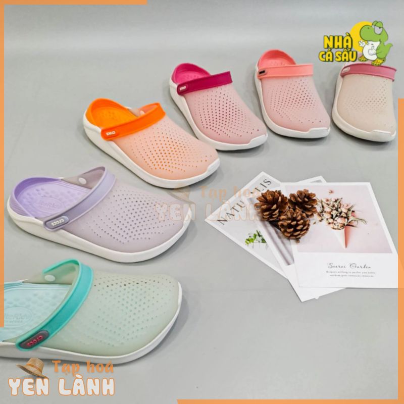 Dép crocs literide đổi màu trong suốt bắt mắt, dép sục crocs nhựa mềm phản quang unisex nam nữ màu xanh ngọc Crocs House