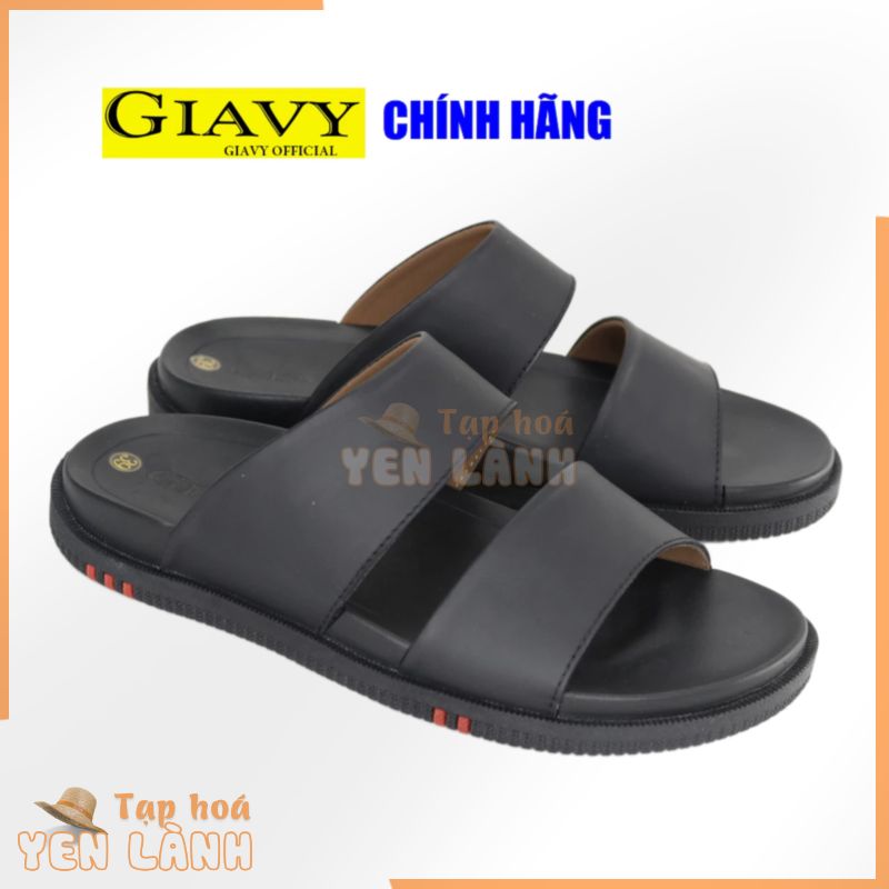 Dép da nam Gia Vy quai 2 dây ngang cao cấp đế cao 2 phân Giavy U9021.6