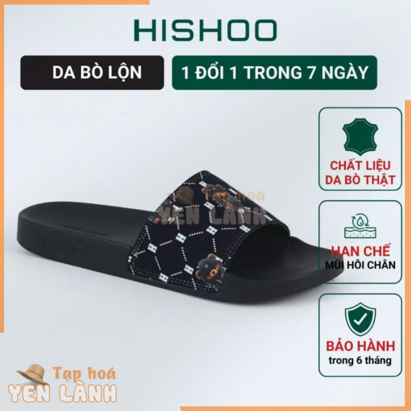 Dép quai ngang slipper cho bé trẻ em BIG SIZE Gấu Bí Lù Monogram cao cấp nam, nữ HISHOO siêu nhẹ da bò size 35-46 U113