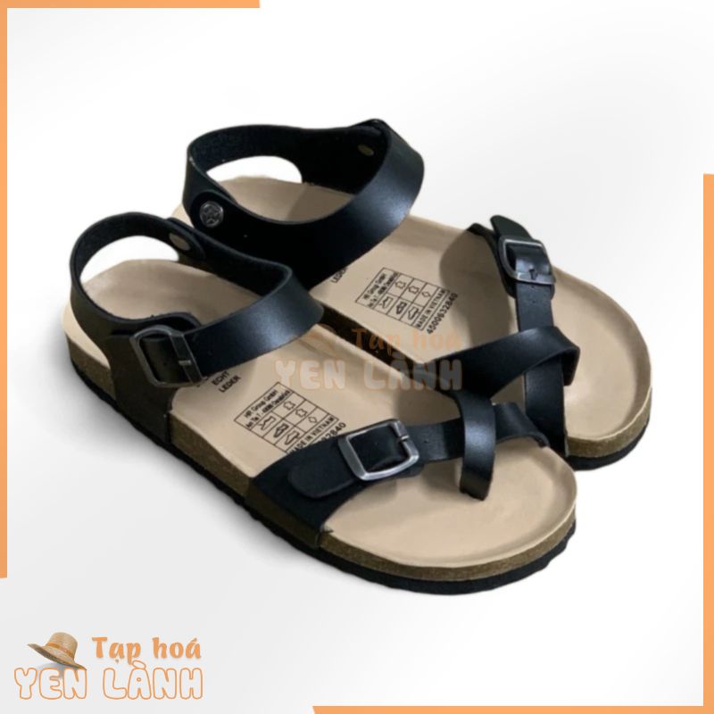 PUK14- Dép sandal đế trấu nam nữ BIRKEN quai chéo Unisex da PU, xăng đan quai hậu học sinh chính hãng BIOLINE