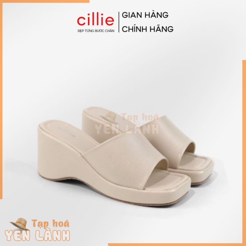 Dép Đế Xuồng Nữ Cillie Guốc Đế Cao 7cm Quai Ngang Không Đau Chân 1071