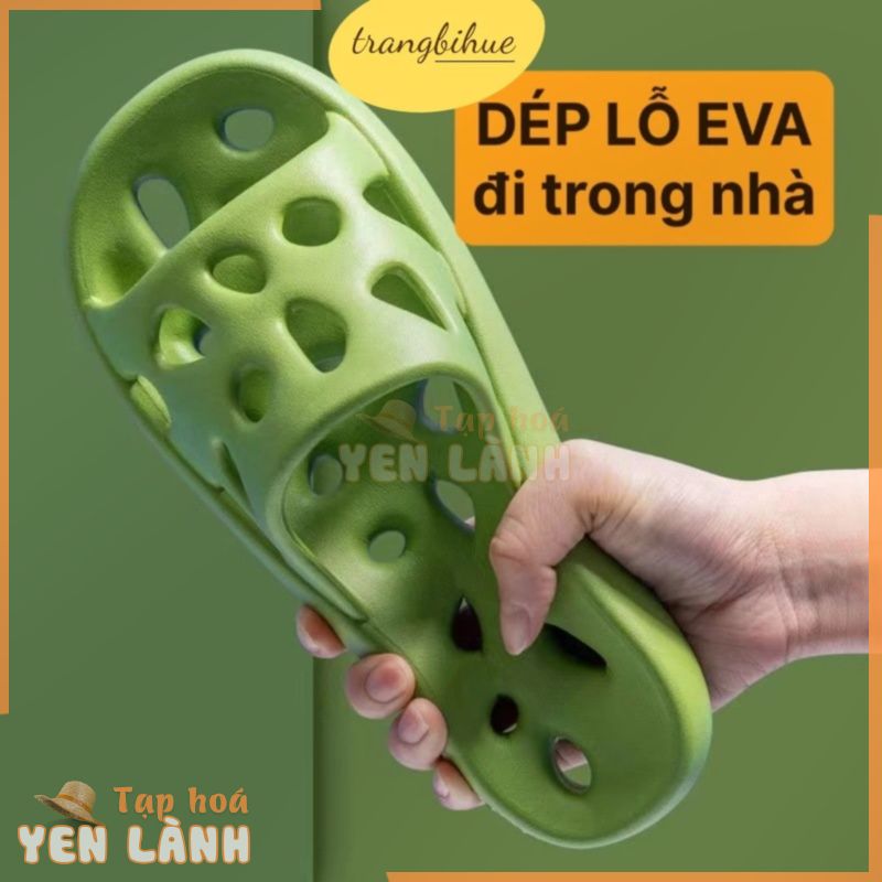 Dép Lỗ Eva Siêu Nhẹ Đi Trong Nhà Tắm Nhà Vệ Sinh, Đúc Nguyên Khối Khô Thoáng Không Thấm Nước