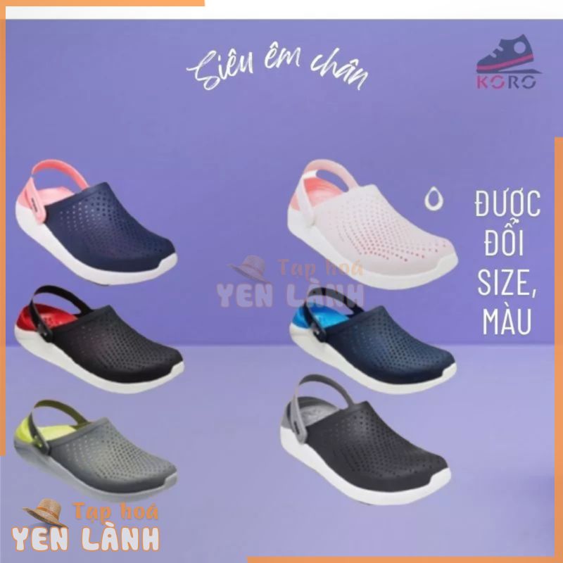 Dép cross bít mũi êm chân nam sục literide KORO crocs chính hãng đồng phục cao cấp đế bằng