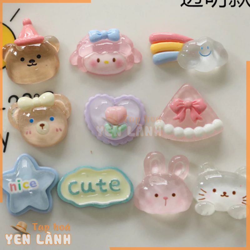 Charm slime, Sticker, Jibbitz Gắn Dép Crosc Trang Trí Hình Em bé và Thú, Gấu Mèo dễ thương