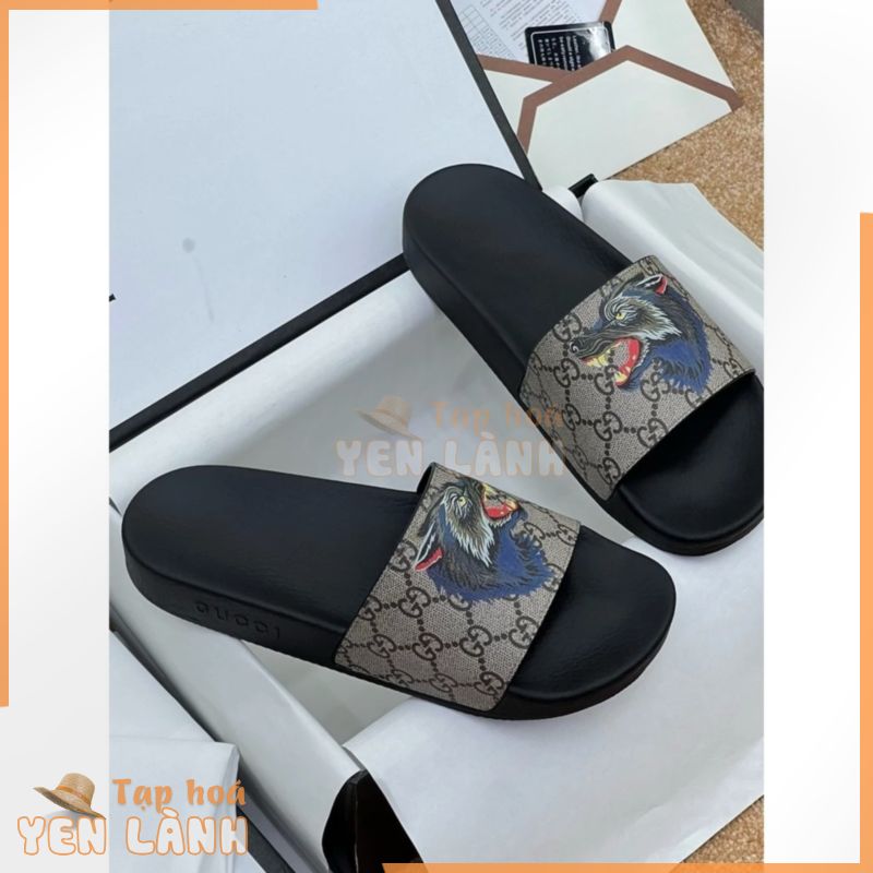 [ Sale Off 35% ] Dép lê quai ngang Gucci Animal họa tiết monogram Sói LA on web fullbox bill thẻ