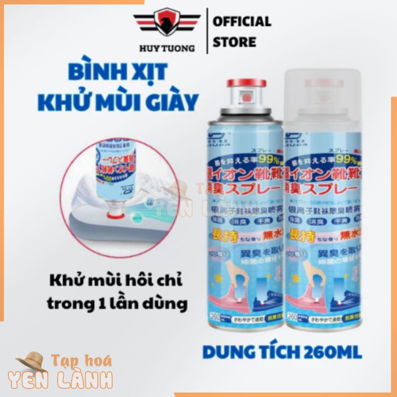 Chai xịt khử mùi hôi giày dép Nano bạc, xịt khử mùi hôi chân khó chịu lên đến 24h – dung tích 260ml – Huy Tưởng