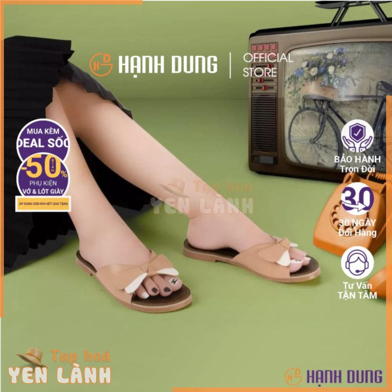 [HCM] Dép Xẹp Hạnh Dung HD12206AM ( Màu Bò – Đen – Hồng – Kem – Vàng )