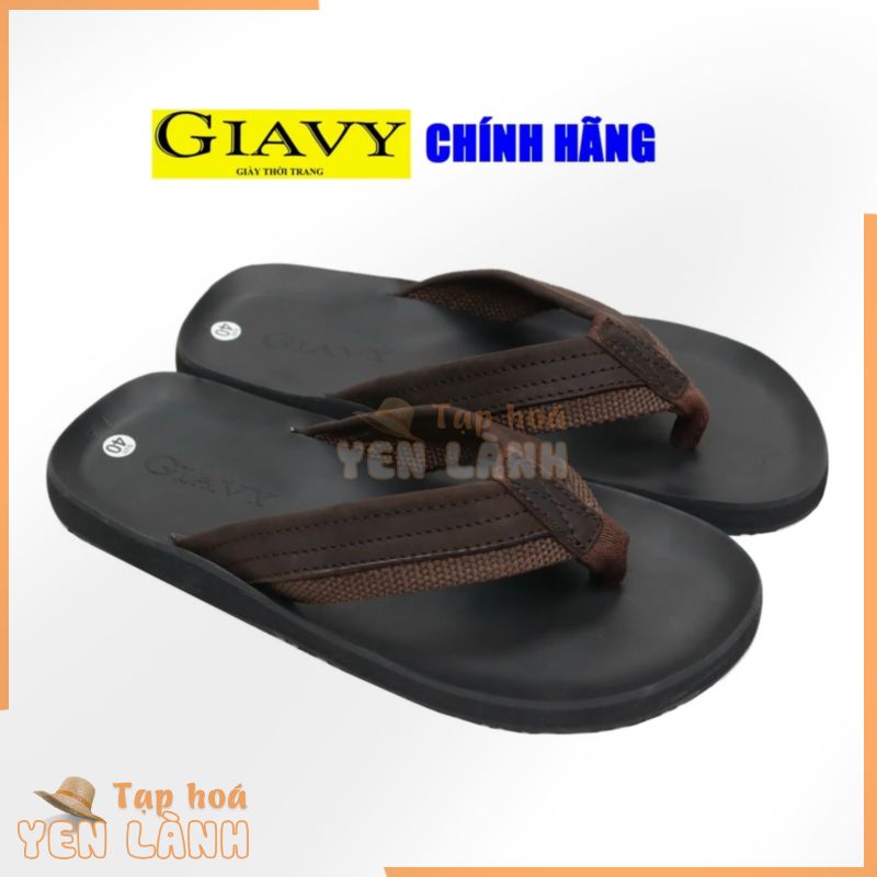 Dép nam Giavy quai kẹp da phối dù (Gia Vy TL149 đế cao su)