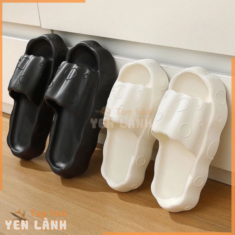 Dép bánh mì nữ đế cao 5cm quai ngang kiểu lê hoạ tiết bong bóng eva nâng chiều cao unisex ulzzang đi mưa-giày dép 97