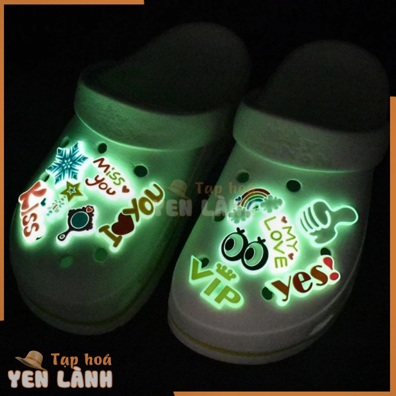 loạt huỳnh quang sticker dép crocs charm crocs jibbitz để trang trí dép chữ h crocs dép lê dép tổ ong