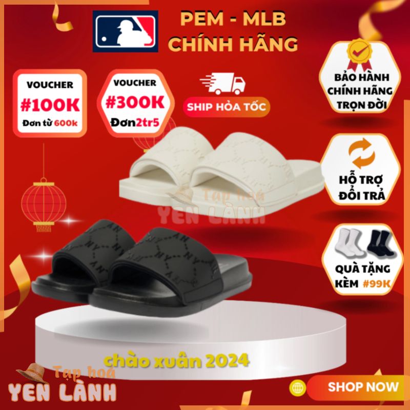 [CHÍNH HÃNG] Dép MLB Mound đen và trắng dễ phối đô,hàng new real 100%, check ra FAKE hoàn X3