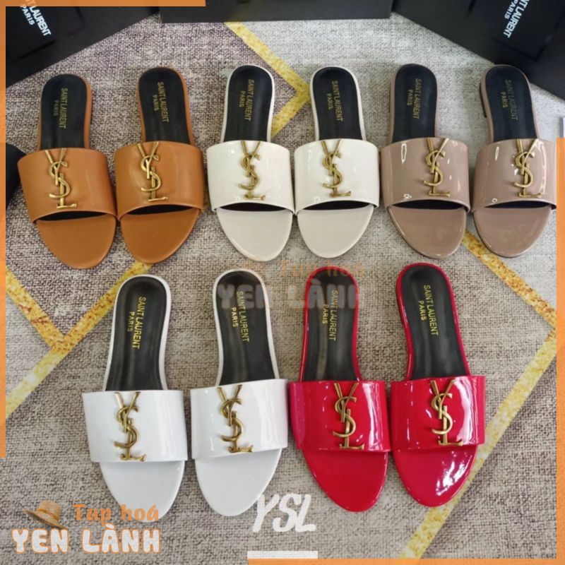 (Hộp) [Saint Laurent] Dép Nữ Flat Classic Tính Khí Thời Trang Da Bắp Chân Giày Nữ Thời Trang