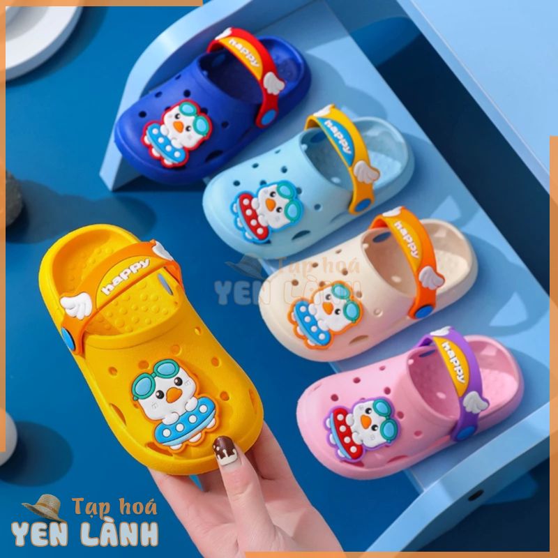 Dép sục trẻ em siêu nhẹ chống trơn trượt, sục bé trai bé gái đính hình vịt con xinh xắn, Sunnieshoes