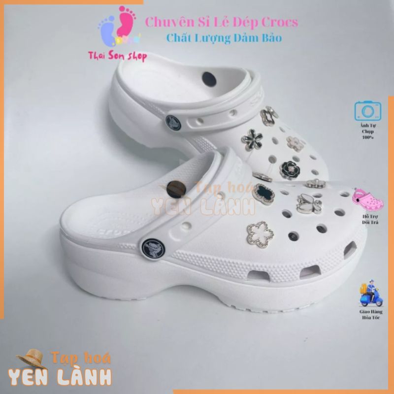 [ Tặng 12Sticker] Dép Cross Đế cao 5 phân cho nữ Thái Sơn Shop Sục Crocs Clasic người lớn trẻ em hàng xuất khẩu form đep