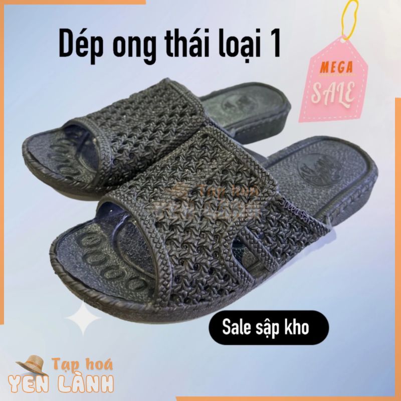 Dép tổ ong màu đen hàng thái loại 1 đế dày 3cm  nam chuẩn to hình thật kèm video giá rẻ sale