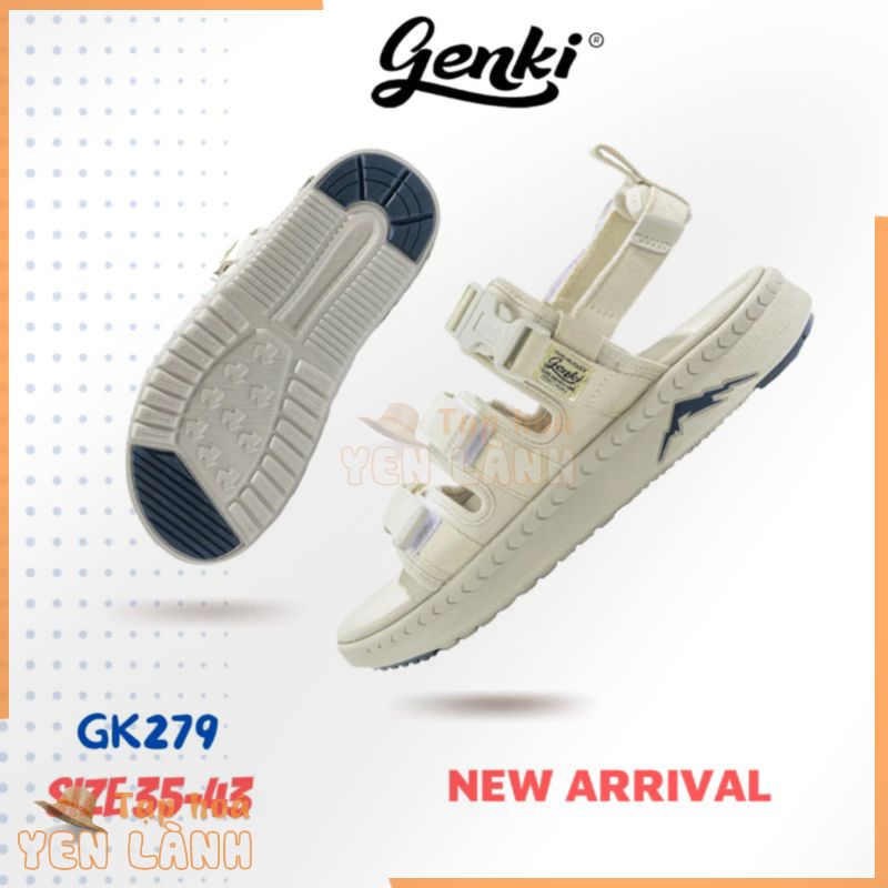 Dép Sandal Nam Nữ Genki Màu Kem Quai Chéo Thể Thao Chính Hãng Cao Cấp Streetstyle YK279