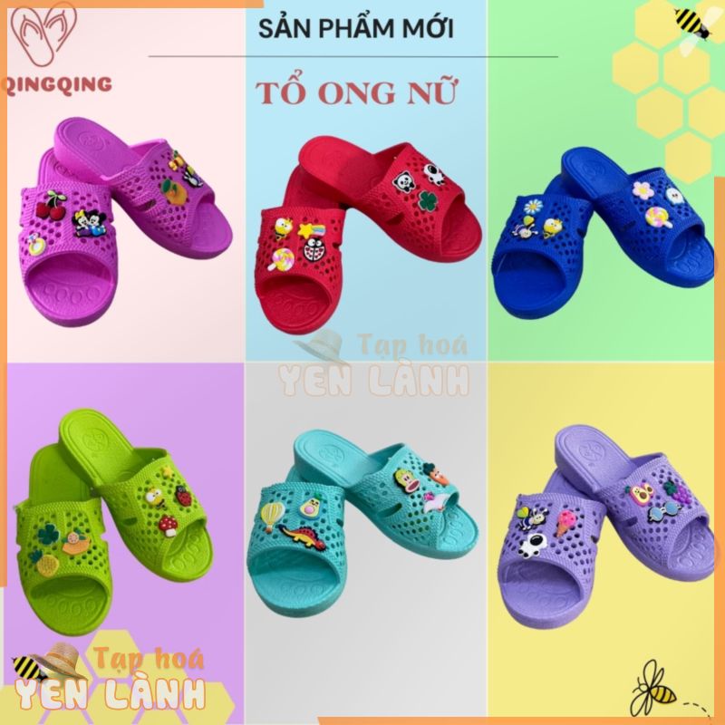 Dép Tổ Ong Nữ (size 35 – 38) Có Sticker Dễ Thương (Nên Đặt Lùi 1 size), Nhiều Màu, Nhựa EVA siêu nhẹ