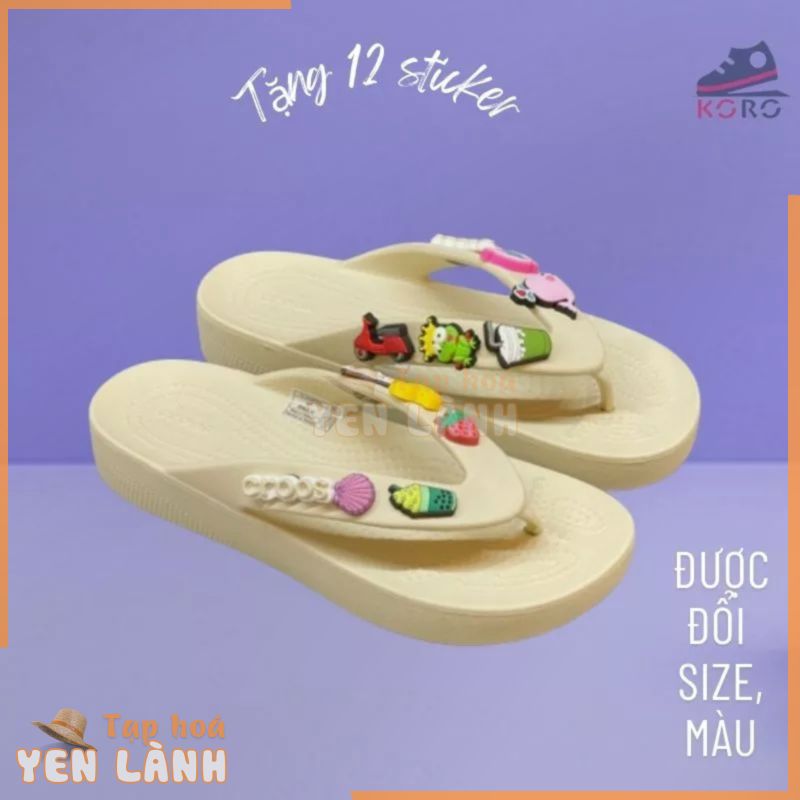 dép tông nam nữ cross êm chân đi mưa đi biển êm chân Classic Platform Flip 5cm – Tặng 10 sticker