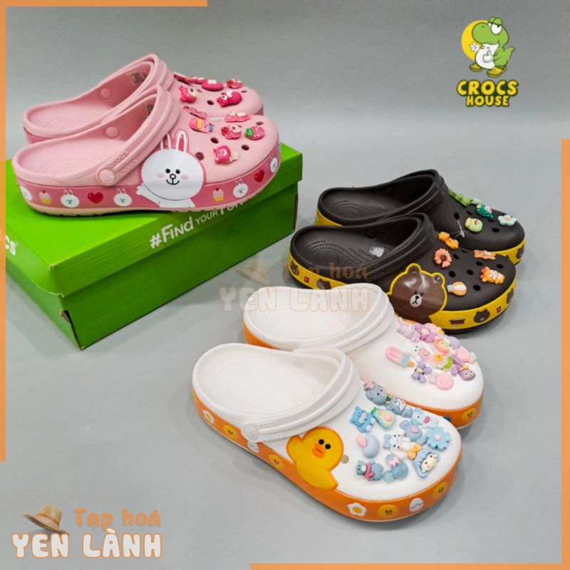 Dép cross người lớn, dép crocband linefriend clogs nam nữ unisex thỏ gấu vịt tặng kèm 10 jibbtiz sticker 3D – Nhà Cá Sấu