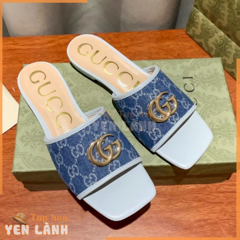 Hàng có sẵn Dép nữ Gucci Canvas + Dép xỏ ngón đầu vuông siêu di cư