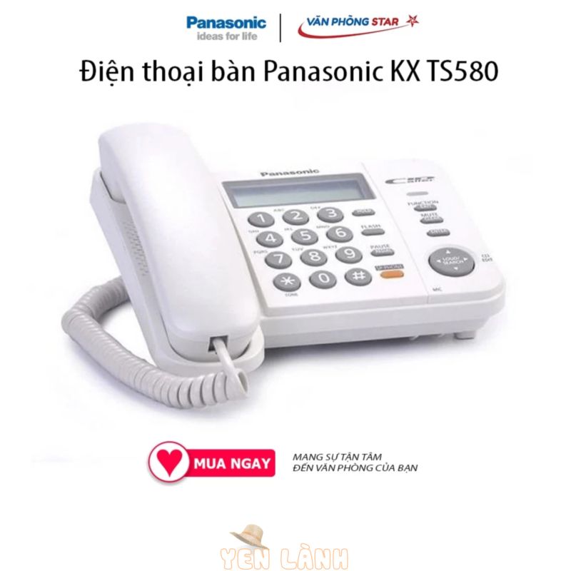 Điện thoại bàn Panasonic KX TS580 Màn hình LCD hiển thị số gọi đến, gọi đi. Nhớ được 50 số gọi đến và 20 số gọi đi