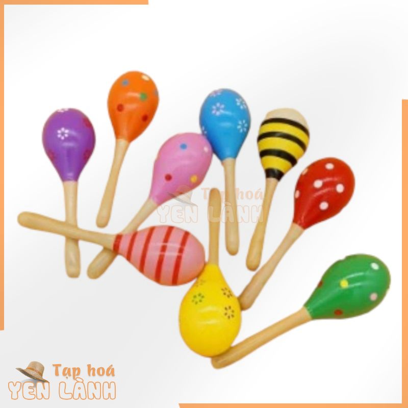 Đồ Chơi Âm Nhạc Maracas Lắc Tay Bằng Gỗ Size Lớn Kích Thích Và Phát Triển Thính Giác Cho Bé