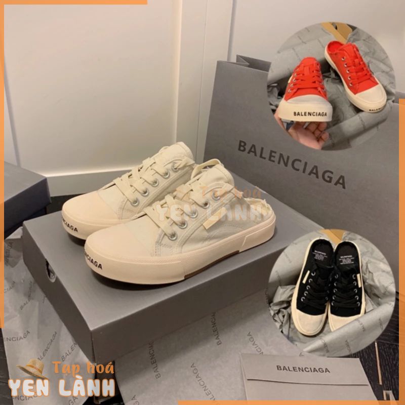 (Hộp) Giày vải cặp đôi Balenciaga NEW PARIS SNEAKERS Cũ Retro Vải nhuộm nước Thời trang Dép buộc dây