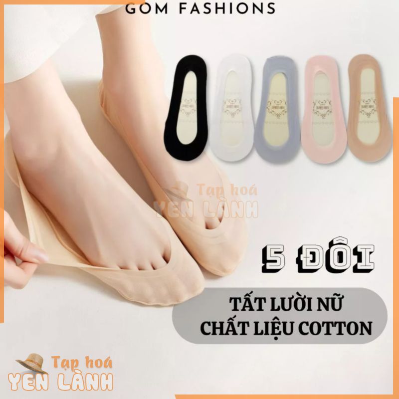 Combo 5 đôi vớ mang giày búp bê có đệm cao su chống trượt GOMTAT, vớ lười nữ chất liệu cotton thoáng mát  -TNBB-CB5