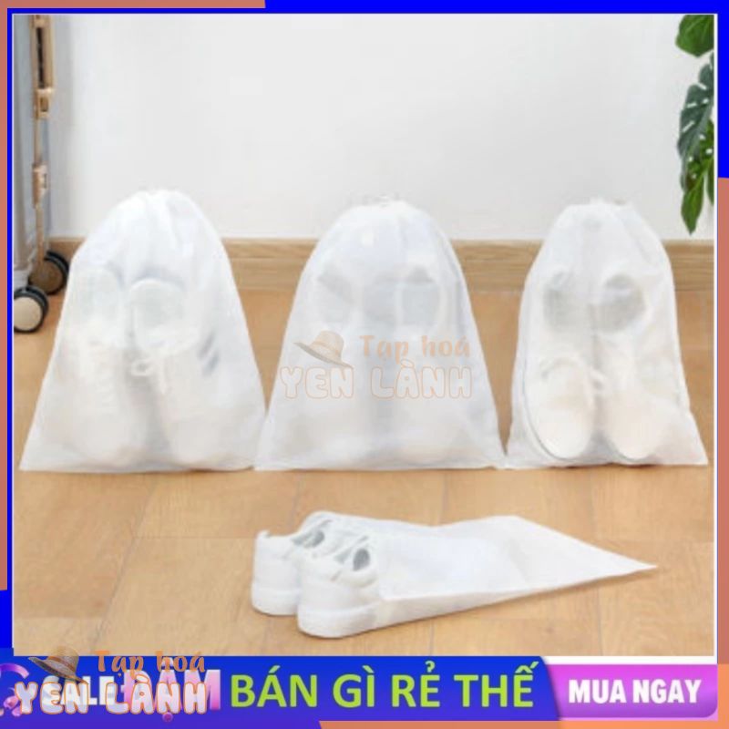 Túi đựng giày /túi đựng quần áo dây rút màu trắng size to (cỡ 1 đôi giày/túi)