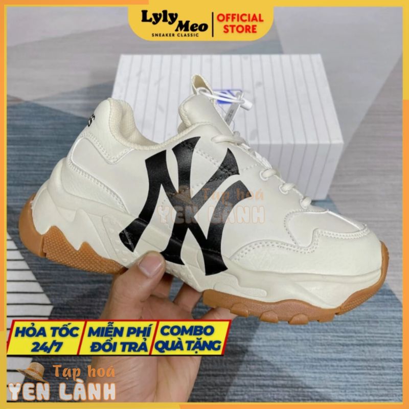 Giày Sneaker MLB NY Đế Nâu Bản Cao Cấp,Giày Thể Thao Nam Nữ MLB Đế Nâu Độn Đế Tăng Chiều Cao 5cm,Giày Đôi Nam Nữ LylyMeo