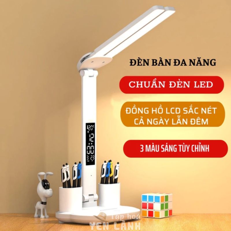 Youpin Đèn LED Để Bàn Đa Năng  Đèn Học Để Bàn Chống Cận Cao Cấp Với 3 Màu Sáng Và Đồng Hồ LCD Sắc Nét,Bảo Vệ Mắt Tiện Dụng