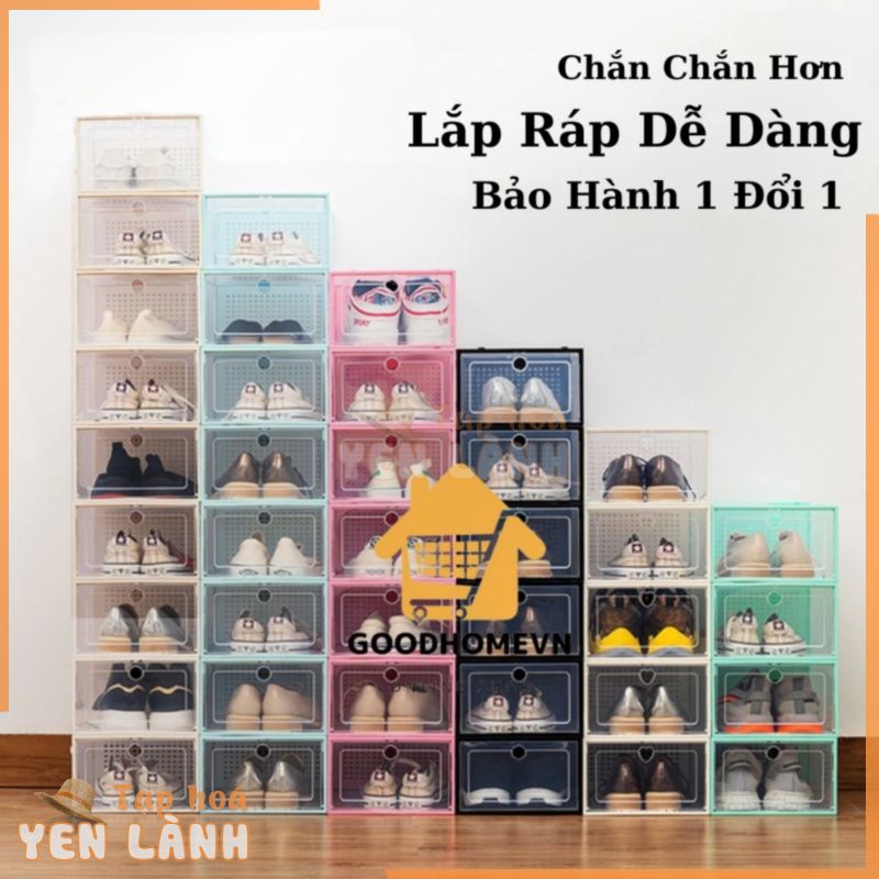 Hộp Đựng Giày Lắp Ghép Thông Minh Có Lỗ Thoáng, Tủ Đựng Giày Size Lớn Nắp Nhựa Cứng Đóng Mở Tiện Lợi