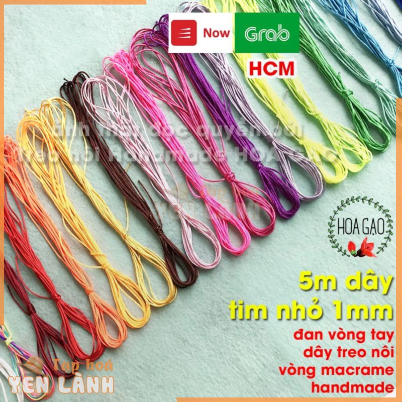 Dụng cụ làm vòng tay, dây đan vòng tay loại 1mm HOA GẠO GTN5 5m dây bóng mềm, giá sĩ