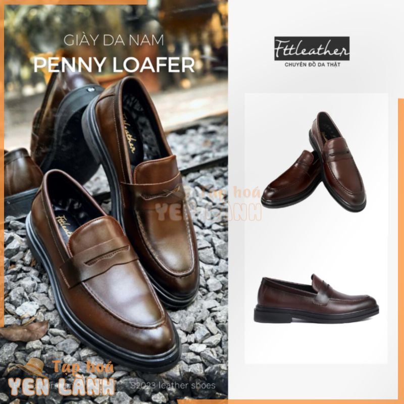 Giày da bò nam FTT Leather dáng lười công sở Penny Loafer trơn độn đế ẩn tăng chiều cao màu đen, nâu F0303