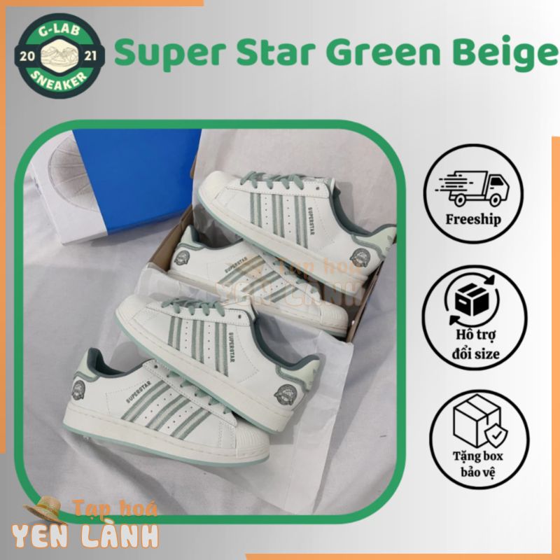 [ G-LAB SNEAKER ] Giày Das Super Star Light Green Beige mới, hàng loại 1 full box freeship