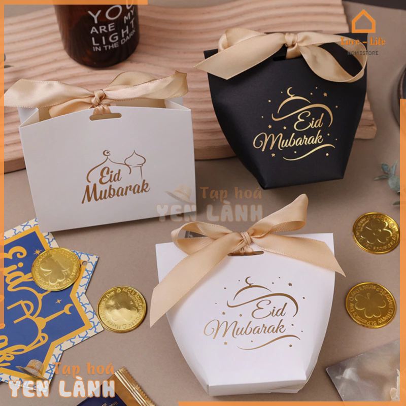 2 Cái / bộ Ramadan Series In Họa Tiết Tay Gấp Giấy Hiện Tại Nhà Eid Mubarak Đảng Kẹo Bánh Quy Hộp Đóng Gói