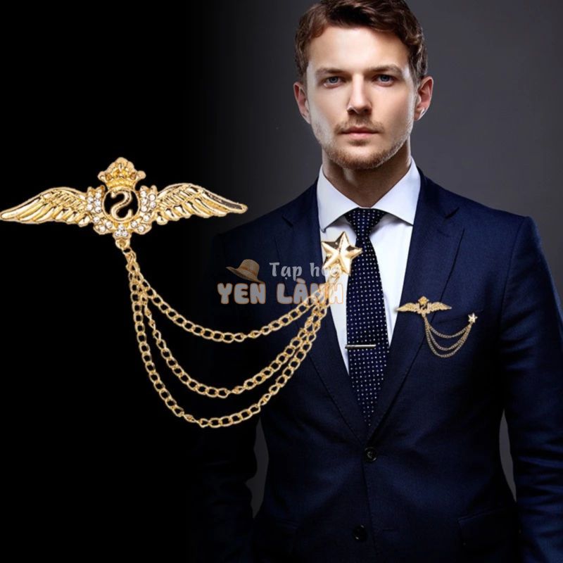 Ghim cài áo Vest Nam Lapel Pin thời trang hình đôi cánh GH-176, Lapel Pin cài Vest Nam {Phụ Kiện vest Nam}