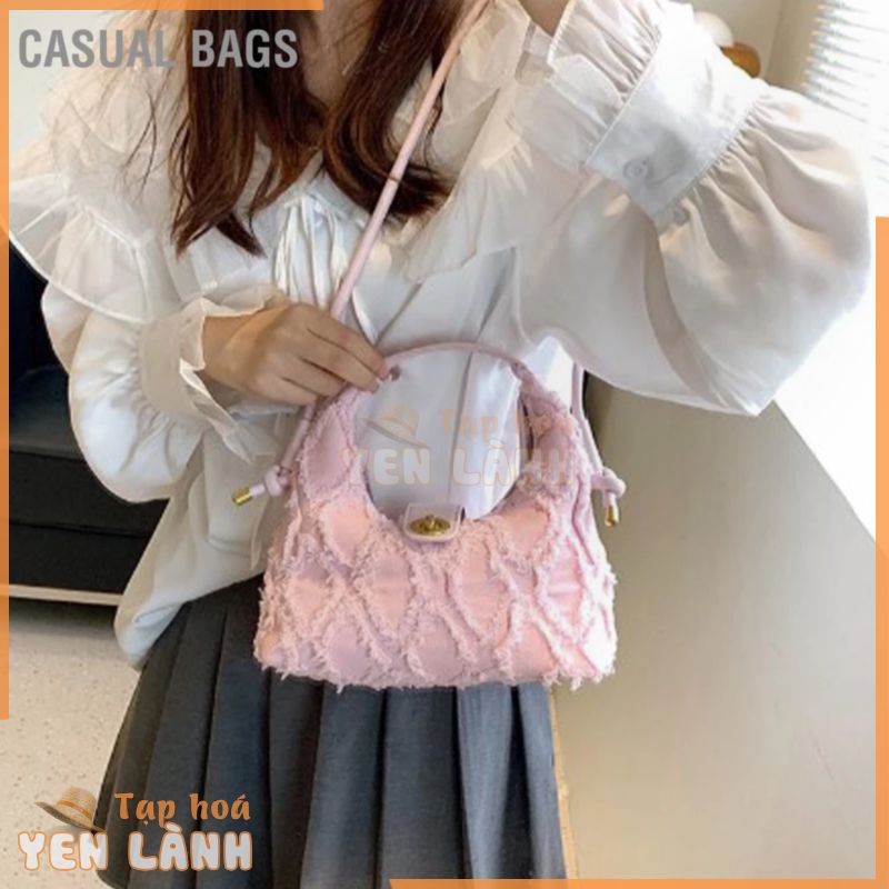 Có hàng sẵn Casual Bags Túi Đeo Vai Nữ Khóa Kim Loại Gia Cố Dây Công Suất Lớn Thời Trang Xách