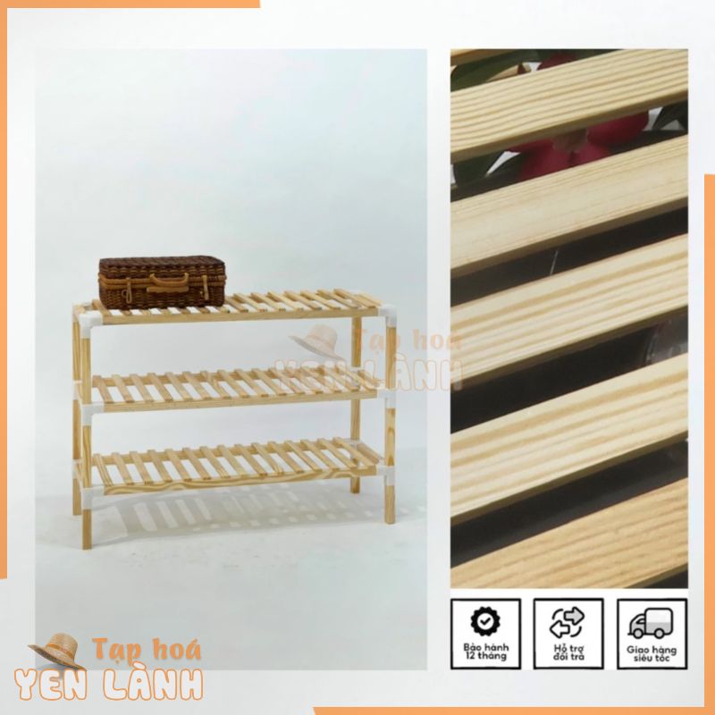 Kệ Để Giày 3 Tầng Gỗ Thông Mỹ 80x25x55CM, Tủ Đựng Giày Dép Đa Năng, Giá Để Giày Dép, Kệ Gỗ Lắp Ghép