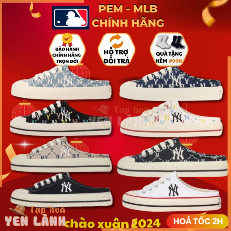 Giày sục MLB Playball Mule chính hãng giá tốt độn đế 4cm  cực đẹp nhiều mẫu,hàng new real 100%, check ra FAKE hoàn X3