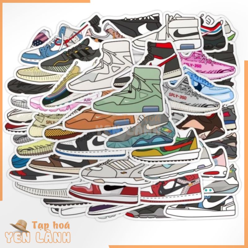 [ ́  ̉  ̂́  M Waffle] 50 cái Sticker Giày Thể Thao Sneaker Jordan, Af1, Yeezy Chống thấm nước