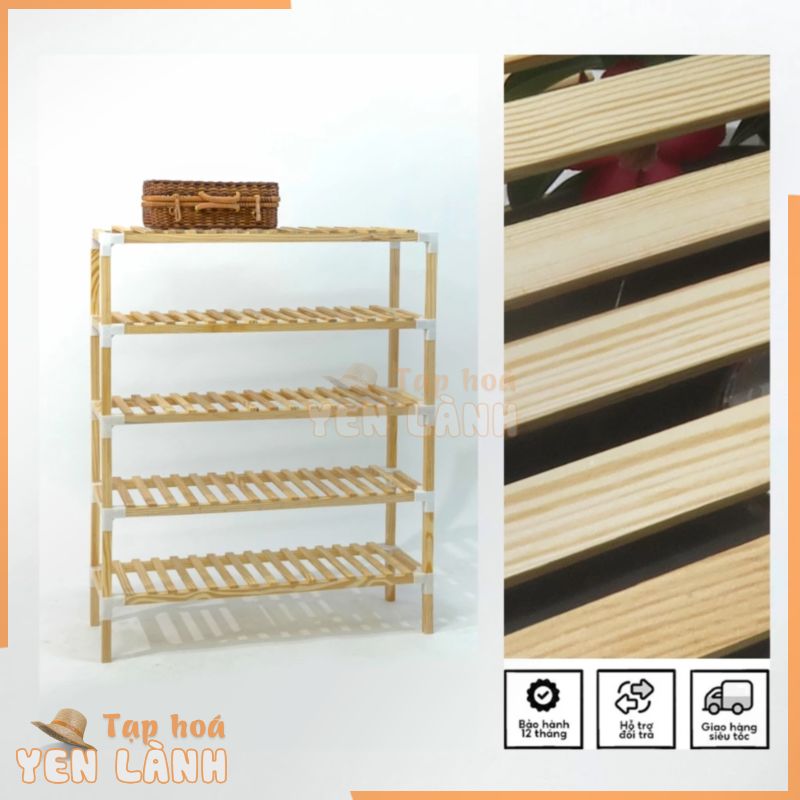 Kệ Để Giày 5 Tầng Gỗ Thông Mỹ 80x25x95CM, Tủ Đựng Giày Dép Đa Năng, Giá Để Giày Dép, Kệ Gỗ Lắp Ghép