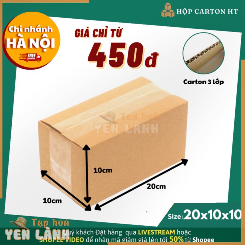 Hộp carton đóng hàng 20x10x10 đựng giày dép, phụ kiện đồ gia dụng giá rẻ – Hộp Carton HT