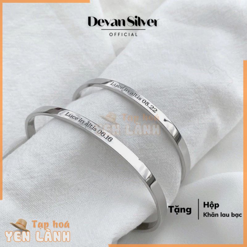 Lắc tay đôi cuff, vòng tay đôi cuff nam nữ chất liệu bạc thật (giá 1 chiếc), vòng tay đôi Devan