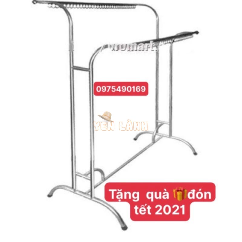 Sào phơi giàn phơi quần áo giá phơi quần áo 2 thanh 24 và 40 khuyên inox 201 hàng đẹp