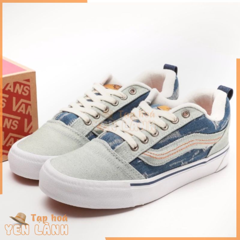 Vans Knu Skool giặt giày denim trắng và xanh mũm mĩm #11287895444082