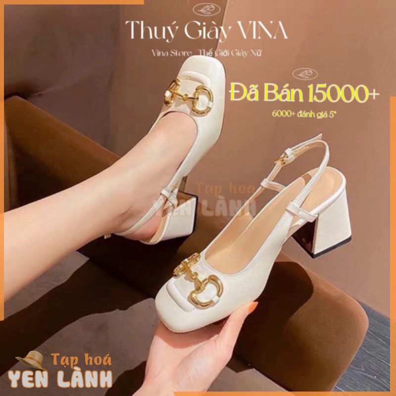 Giày cao gót bít mũi 5-7 phân đế vuông,guốc sục nữ quai khóa G.C 2024 THUÝ GIÀY VINA STORE mã B46