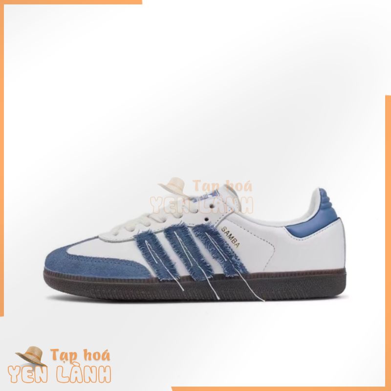 Giày Adidas Original samba Berry cắt denim tối giản mỏng chống trượt đế thấp dành cho nam và nữ màu xanh trắng