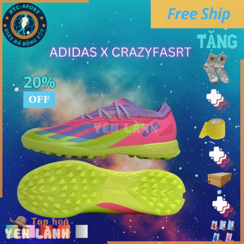 [Mua 1 được 5] Giày bóng đá Adidas X Crazyfast  cổ lửng loại 1 – Đế TF đinh nhỏ – Ôm chân